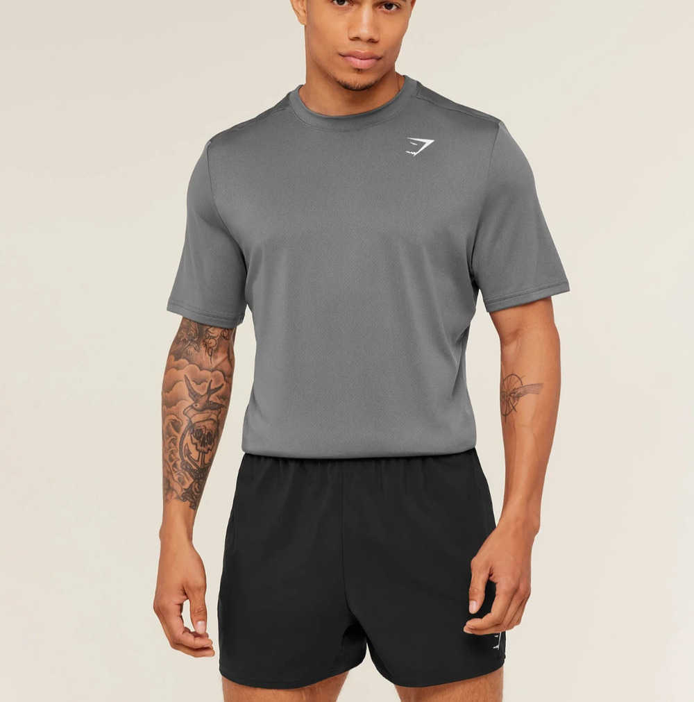 Gymshark Men's Gray Athletic Fit Lightweight T-Shirt 100% Polyester L A010671